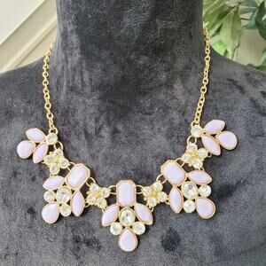 Women's Purple & Clear Gemstones Floral Charm Pendant Necklace